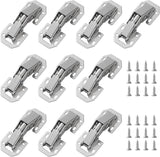 10 pieces - hinges - 3 inch - invisible stainless steel hinges - 90 degrees - cabinet hinges - kitchen door hinges - with screws - for furniture doors, drawers, windows and wardrobes - no drilling required - 77*32 mm - silver