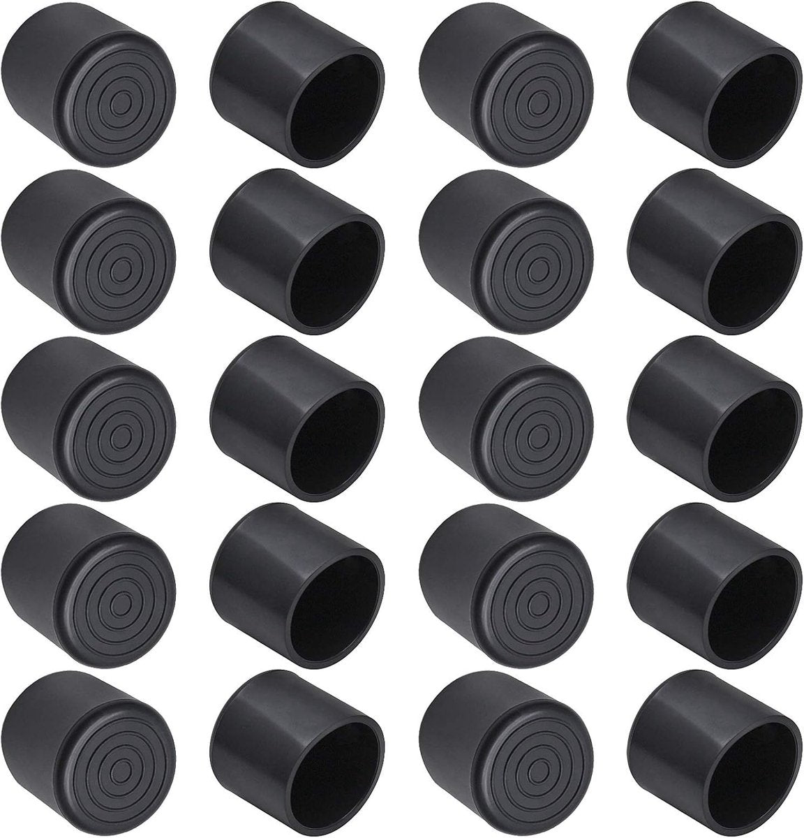 20 pieces - Chair Leg Caps - 32*32*34mm - furniture leg covers - Round rubber furniture leg protectors - Chair protector - floor protection - chair leg protectors - chair socks - for chair legs, table and sofa - black