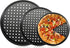 3 pieces - Pizza pans - round pizza plate - pizza baking sheet - baking sheet - round baking sheets with non-stick coating - perforated pizza baking set - pizza pans with holes - for home, kitchen and oven - 24cm, 28 cm, 32 cm - black