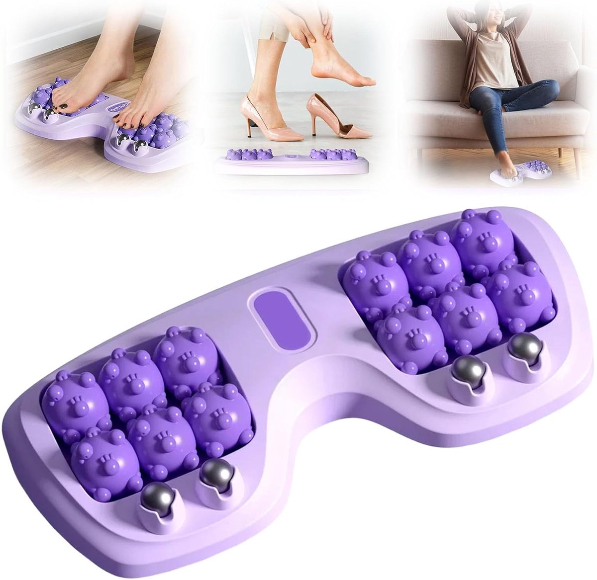 Foot massage device - Foot massage roller - Portable double foot massager roller - Massage ball - Foot massage - double foot massager roller for relieving plantar fasciitis pain and improving circulation, portable foot massager tool