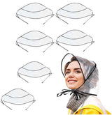 6 pieces - Rain hat - transparent waterproof rain cap - with plastic brim - transparent plastic cover - waterproof cover - protective hood - rain caps for outdoor activities - reusable - rain hat for women - 115*33cm - black