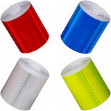 4 rolls - reflective stickers - 5cm*3m - reflective tape - reflective safety warning strips - reflective strips - safety marking tape - waterproof - for trucks, bicycles, strollers, helmets - yellow, white, red, blue