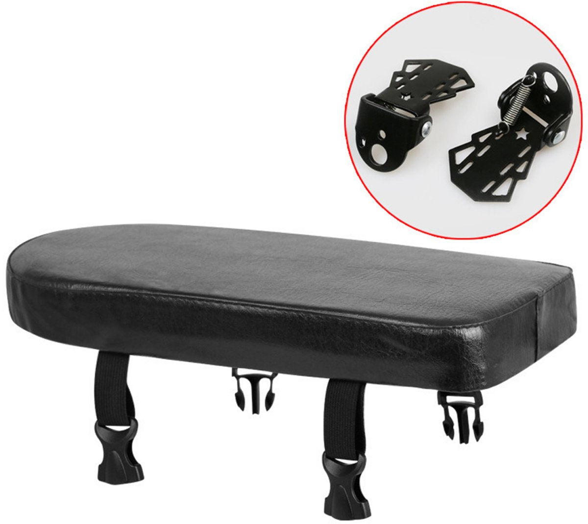 Rear bicycle cushion - with a pair of bicycle pedals - black PU rear saddle - mountain bike back cushion - wide soft cushion - comfortable bicycle cushion - bicycle accessory - for school, sports, trail riding - 30*15*3.5 cm - black