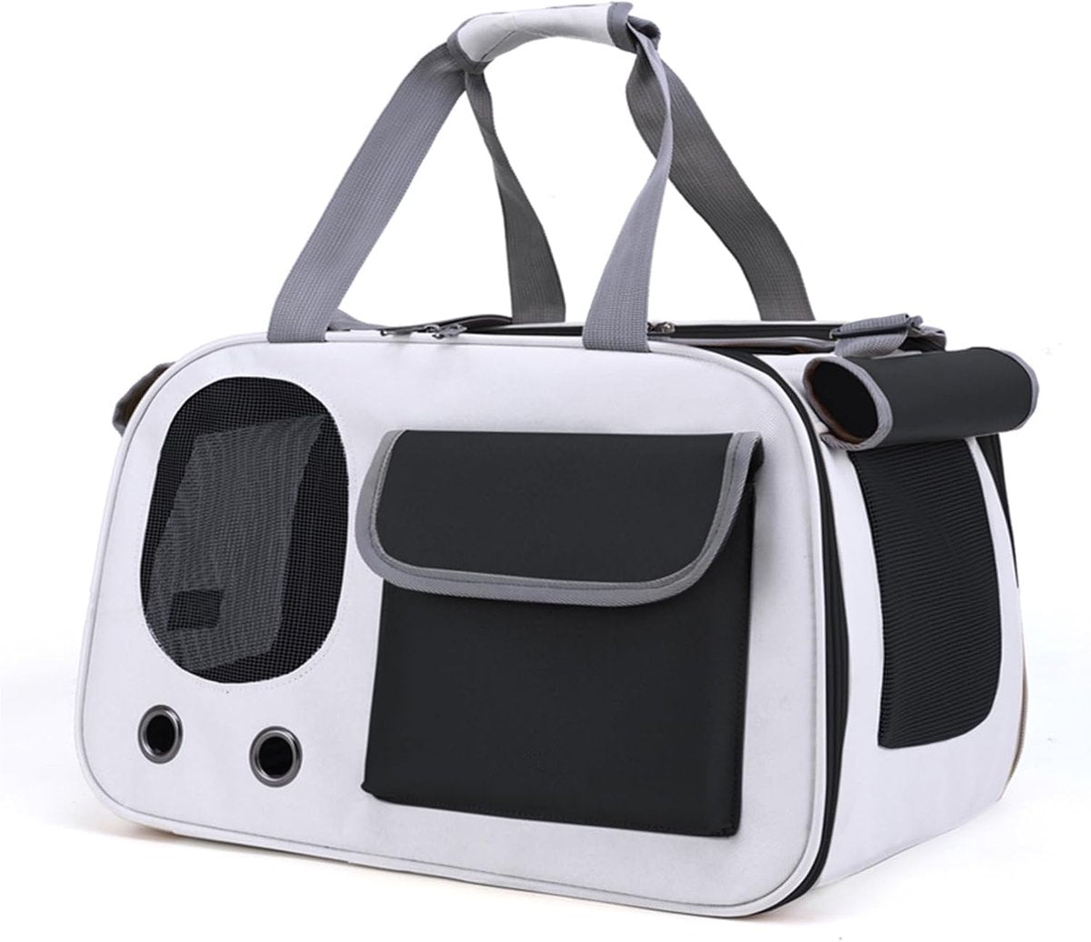 Cat and Dog Transport Bag - Travel Basket - Foldable Cat Transport Box - Cat Bag - Pet Carrier Bag with breathable holes and pockets - for medium-sized cats, small dogs - Dog Bag - 45 x 28 x 26 cm - Black