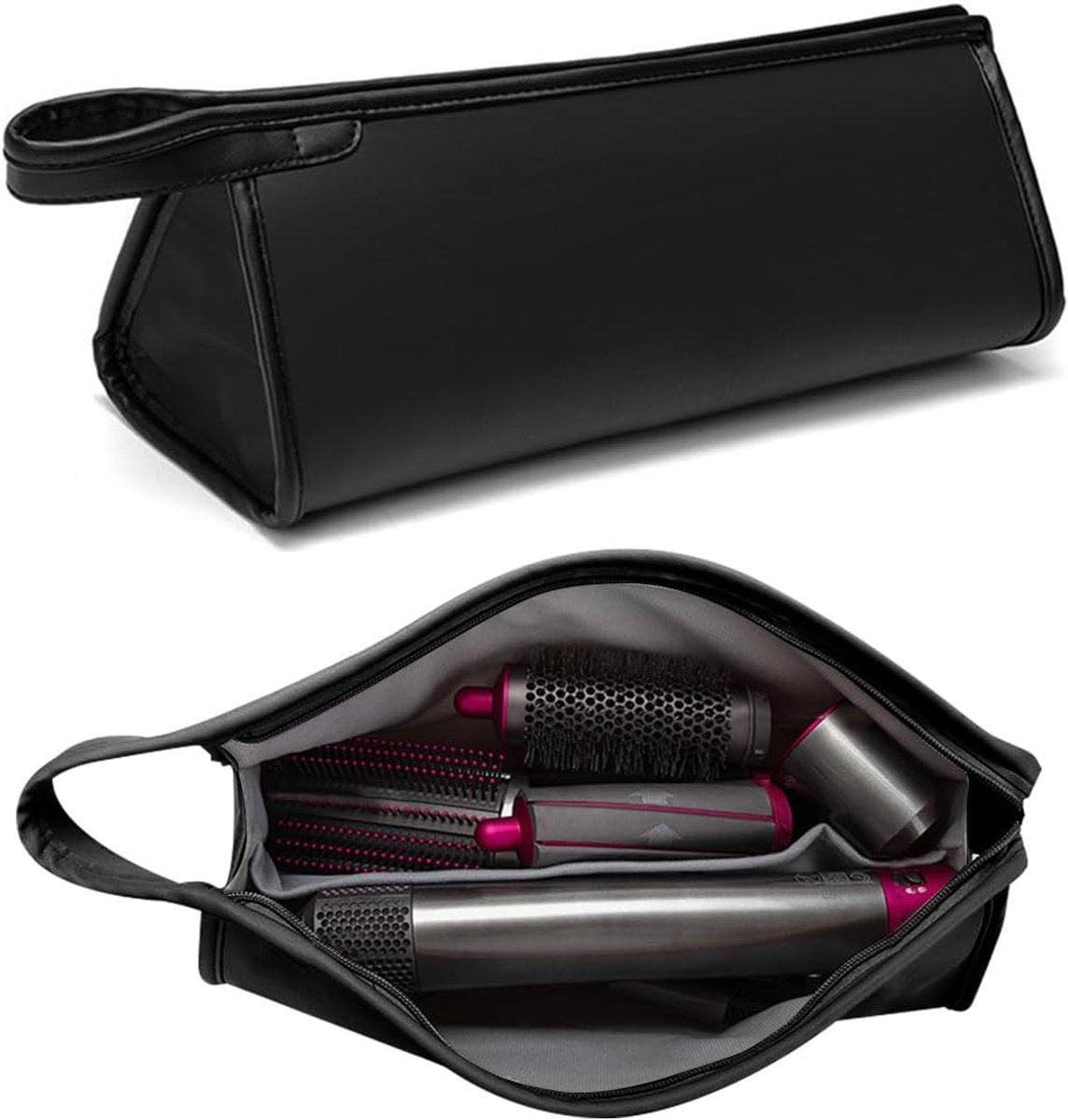Suitable Travel Case - 1 piece - Organizer - Storage Bag - Travel Bag - Travel Pouch - PU Leather - Waterproof Hair Dryer Bag - Portable Hair Dryer Bag - For curling iron, comb, curling iron and hair dryer - Suitable for Dyson Supersonic and accessories -