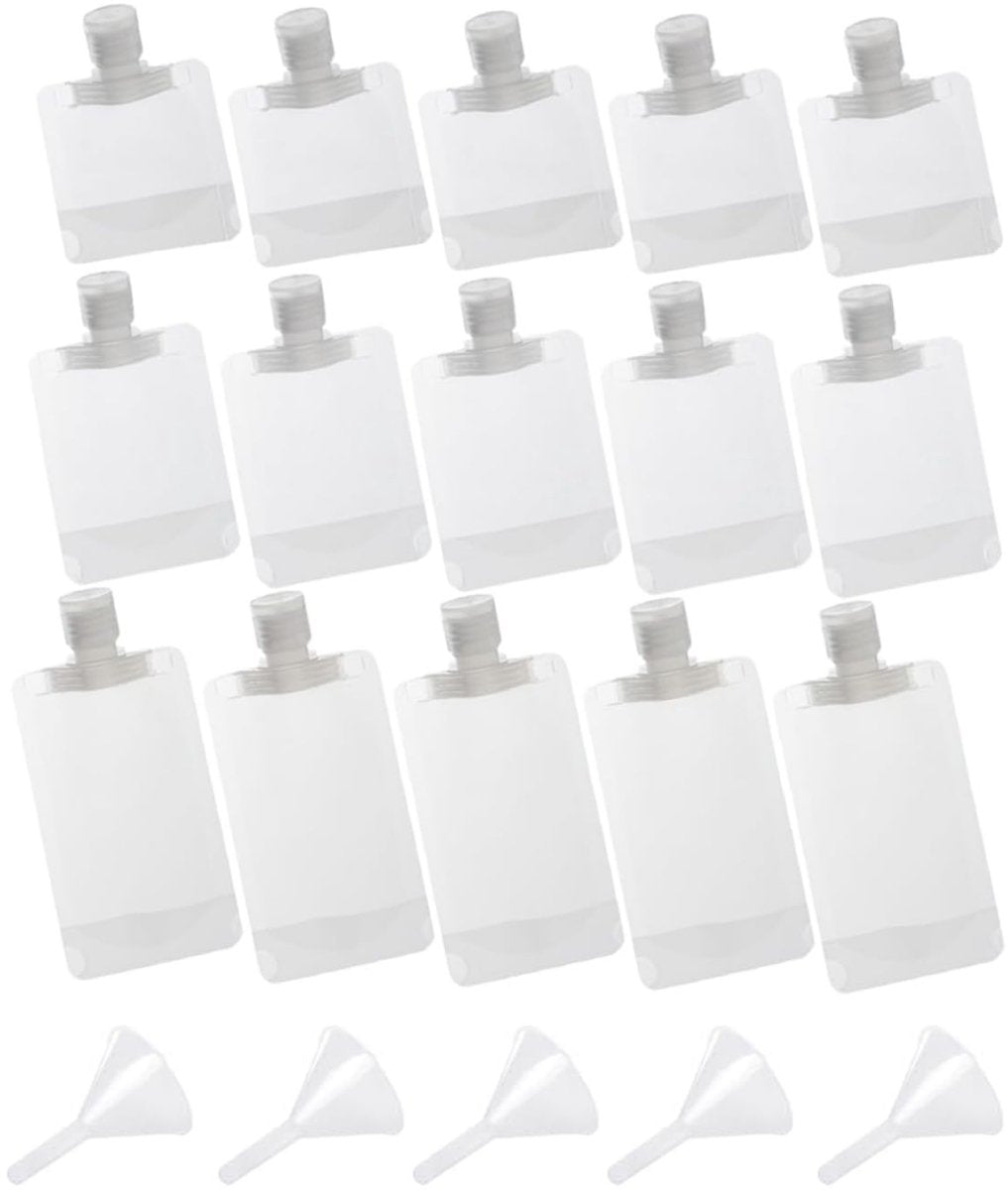 20 pieces - Travel-size Toiletries Bag - Travel Toiletries Containers - travel containers - refillable travel bottles - for cosmetics, lotions, shower gels, shampoos, travel essentials - 100 ml, 50 ml, 30 ml - with portable funnel - transparent