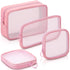 4 pieces - Cosmetic bag - Travel toiletry bag - Storage bag - mesh cosmetic bag - travel bag with zipper - mini makeup bag - for daily accessories - for travel and daily use - small, large, medium - pink