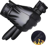 Gloves - Cycling Gloves - Winter Cycling Gloves - Touchscreen Gloves - Men's Leather Gloves - Winter Gloves - Winter and Outdoor Sports - Warm and Stylish Gloves - Cycling - Touchscreen - Black