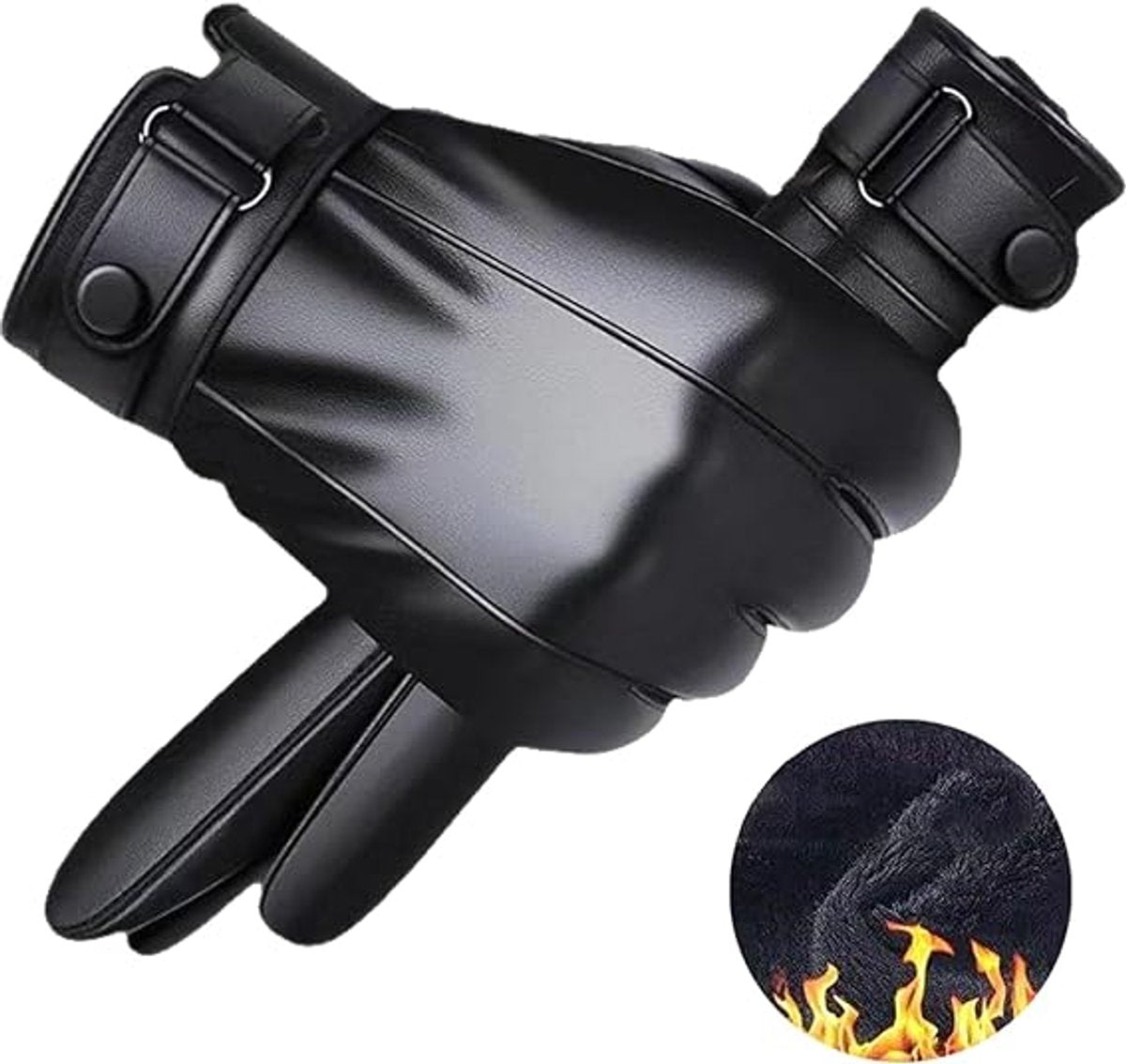 Gloves - Cycling Gloves - Winter Cycling Gloves - Touchscreen Gloves - Men's Leather Gloves - Winter Gloves - Winter and Outdoor Sports - Warm and Stylish Gloves - Cycling - Touchscreen - Black