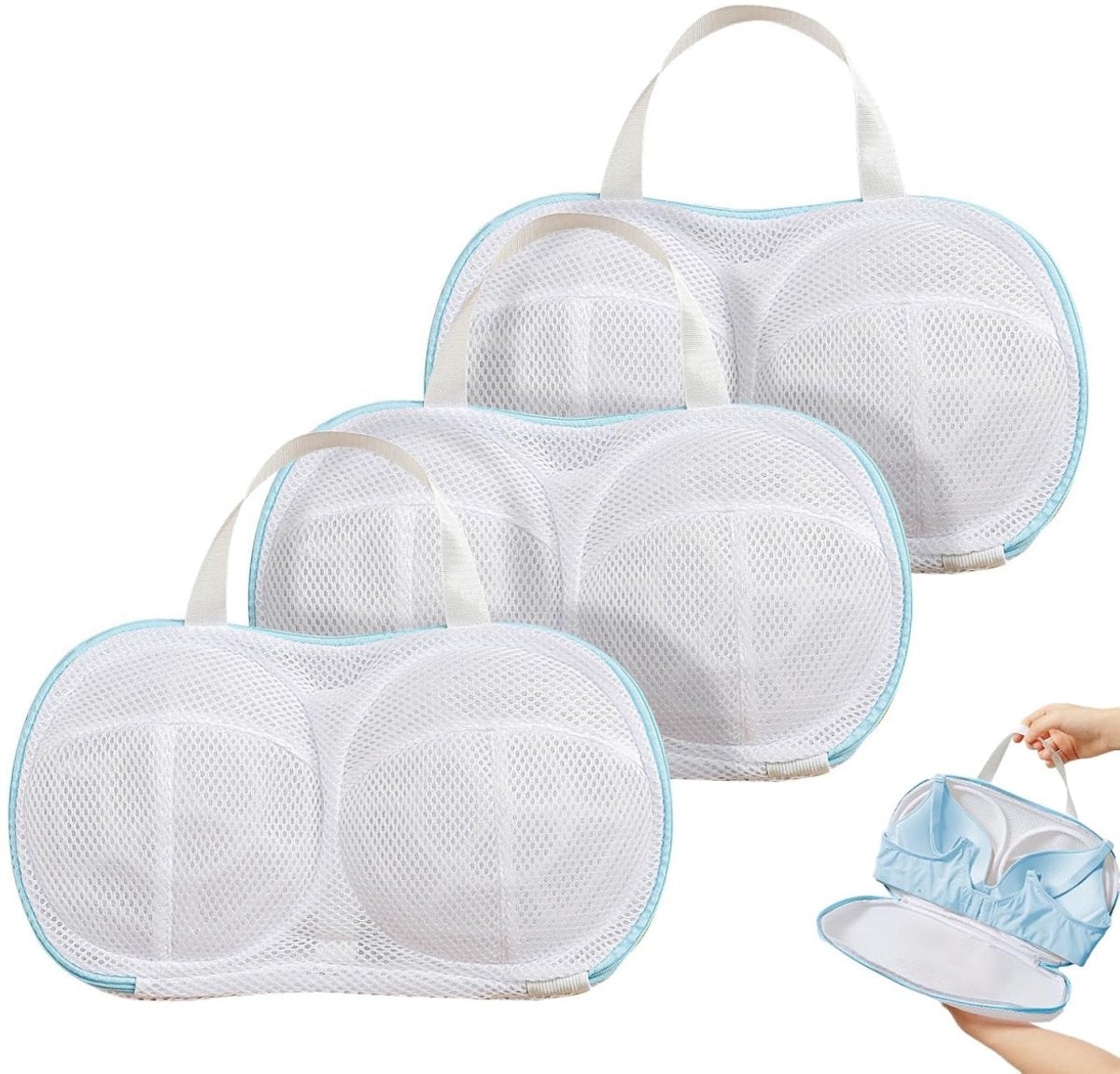 3 pieces - 20*34 cm - bra laundry bag - laundry bag - with plastic backing - mesh laundry bag - reusable - underwear laundry net for women - bra protector for washing machine - with zipper - for washing machine - household items - clothing protection - bl