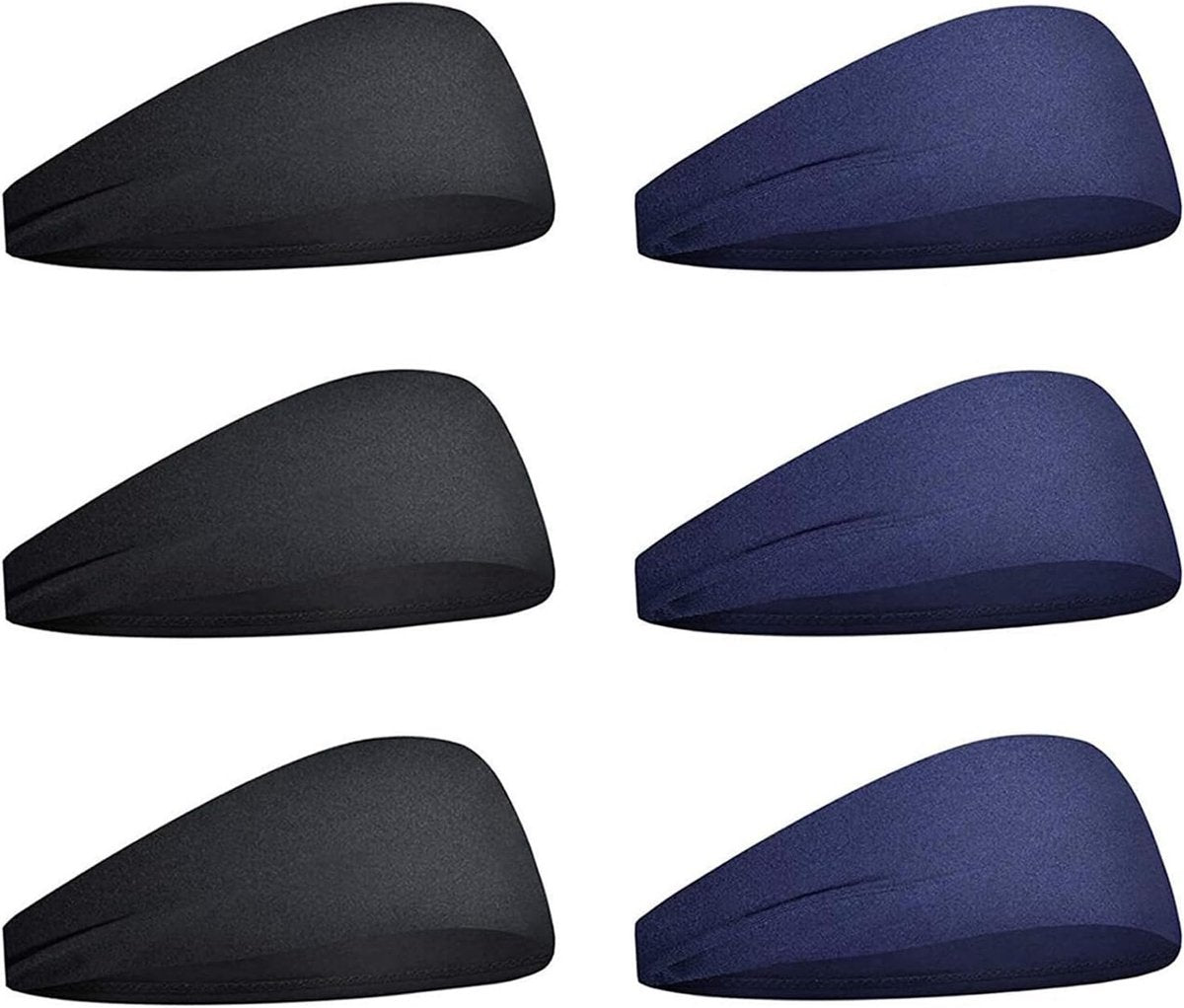 pieces - Headband - elastic sports headbands - sports headbands - for men and women - moisture-wicking hairband - for sports, fitness and running - 23*9 cm - black and blue