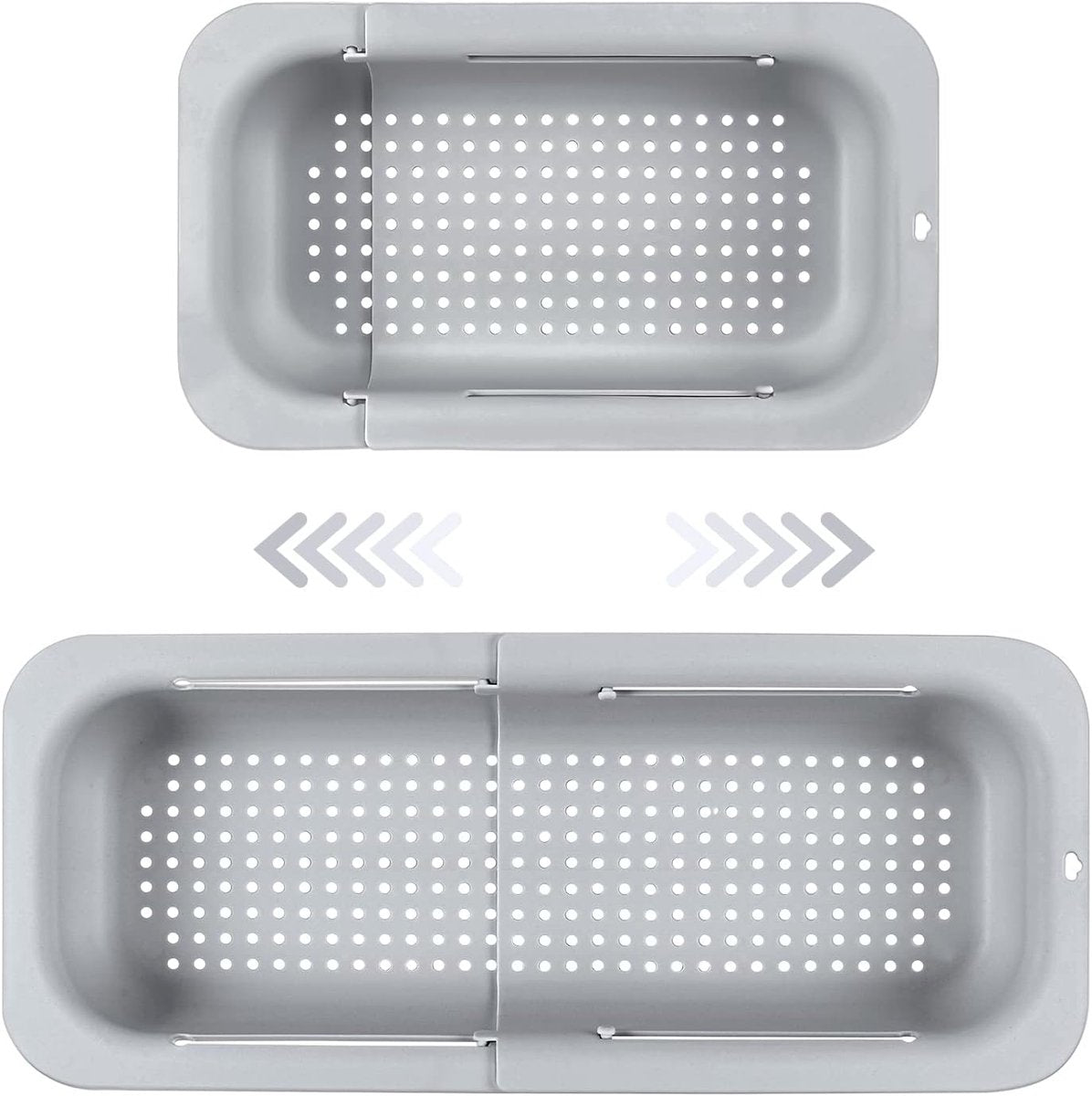 Sink drain basket - Strainer - Washing vegetables and fruit - Draining cooked pasta and drying dishes - Extendable and telescopic - New kitchen accessories for the home - Grey