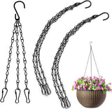 pieces - 16 inch - Plant hanger - Flowerpot hook - Lantern hook - Garden hook - Plant hook - hanging basket chains - with 3 chains - black chain with hooks - for hanging plants and flowerpots - 40 cm - black