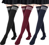 women's knee socks - 3 Pairs - Knee socks - knee socks for women - overknee socks - Sexy socks - girls' knee socks - striped socks - Black/Red/Blue