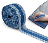 Iron-on tape - 10 m*2.5 cm - Hemming tape - Hemming tape for trousers - Curtain tape - pleating tape - iron-on hem tape - self-adhesive tape without sewing - for hemming - washable repair tape - for jeans, suit trousers, waistband - blue