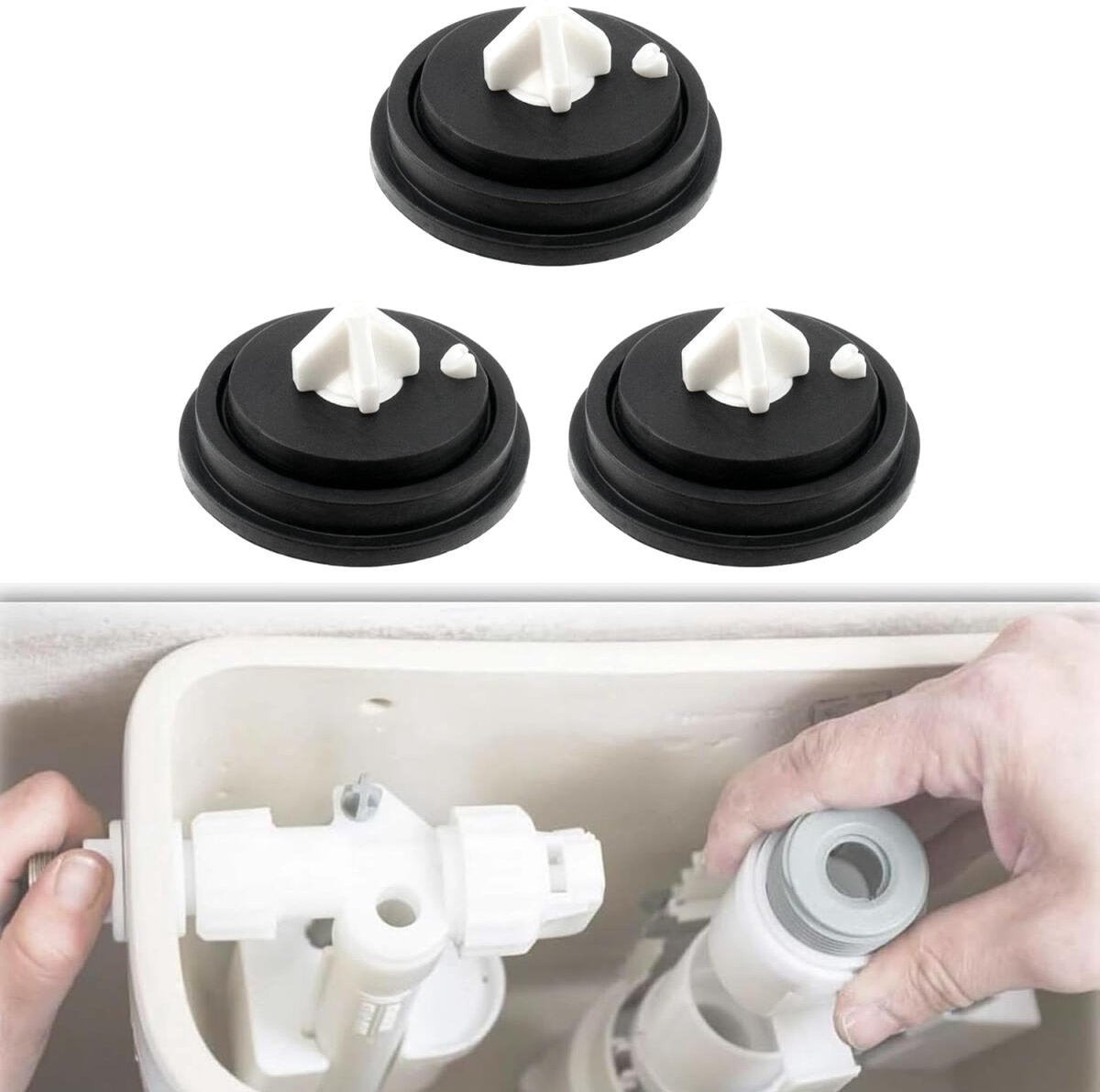 3 pieces - Toilet cistern drain valve - Flush tank inlet diaphragm - inlet diaphragms for toilet cistern - valve diaphragm - sealing diaphragm - toilet inlet float diaphragm rings - rings for toilet cisterns - WC drain seal - toilet accessories
