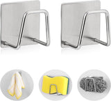 Sponge Holder - 2 Pieces - Self-Adhesive - Dishcloth Holder - Sink Sponge Holder - Sink Organizer - Sponge Holder - Wall Hook - Water Resistant - Sponge Holder for the Sink - for scrubbing cloths, dishcloths, exfoliants and strainer caps - Stainless Steel