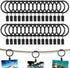 30 Pieces - Curtain Rings with Clips - Shower Curtain - Stainless Steel Curtain Rings - Metal Curtain Hooks - Curtain Rod Ring - for Shower and Window Curtains - Black