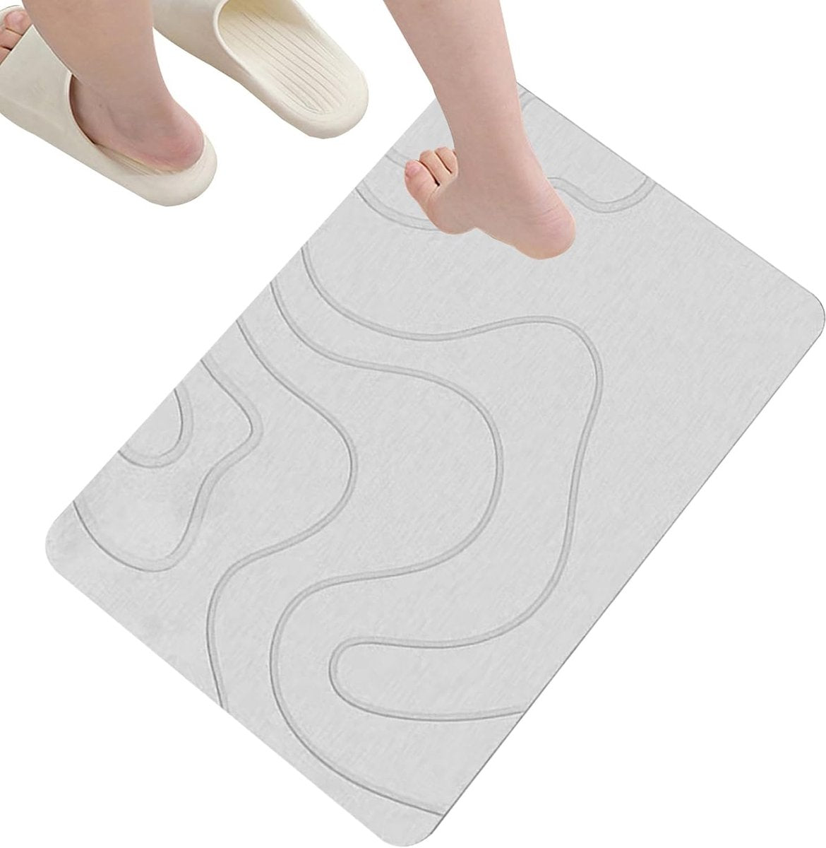 Absorbent Bath Mat - 40*60 cm - Diatomaceous Earth Bath Mat - Non-Slip Diatomite Mat - Non-Slip Shower Mat - Shower Mat - Bathroom Mat - Toilet Mat - non-slip bath mat - water-absorbent mat - entrance doormat - quick-drying bath mat - light grey