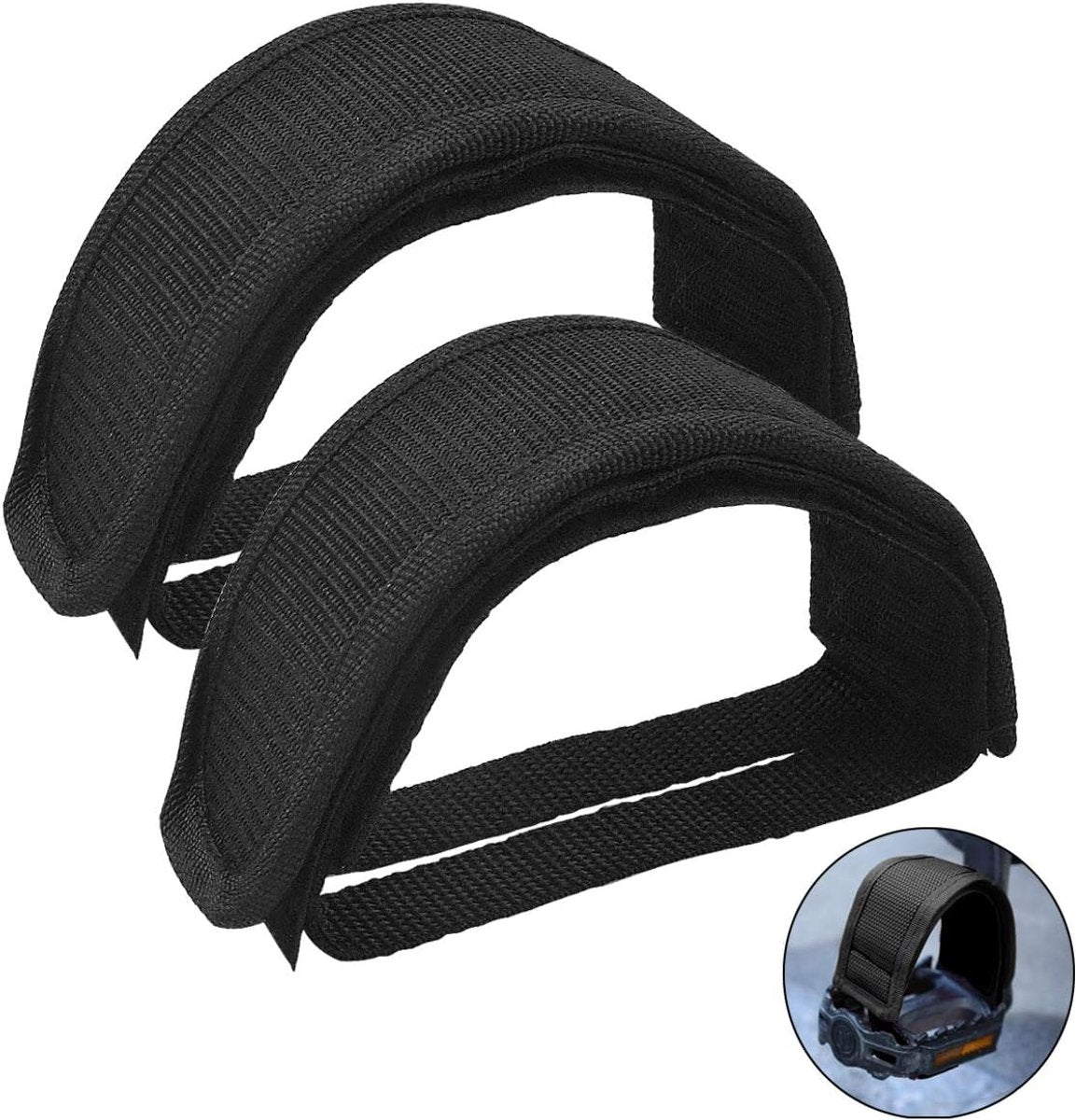1 pair - Bicycle pedal straps - exercise bike pedal straps - adjustable pedal straps - universal bicycle pedal strap - anti-slip pedal mounting strap - bicycle accessories - bicycle pedal accessories - for anti-slip bicycle pedals - black