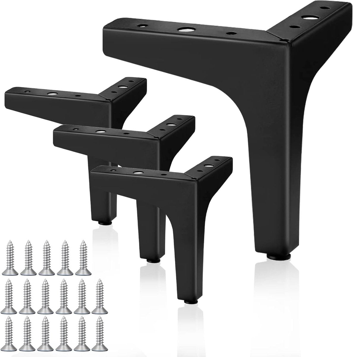 Set of 4 black furniture legs - furniture legs - triangular metal furniture legs - DIY coffee table legs - chair legs - sofa legs - kitchen furniture legs - black - 10 cm