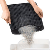 Cat Litter Mat - 30 x 45 cm - Waterproof Cat Litter Mat - Cat Litter Mat - Grit Catcher - Cat Litter Mat - Double Layer - Cat Litter Mat - Catchment Area - Cat Mat - Black