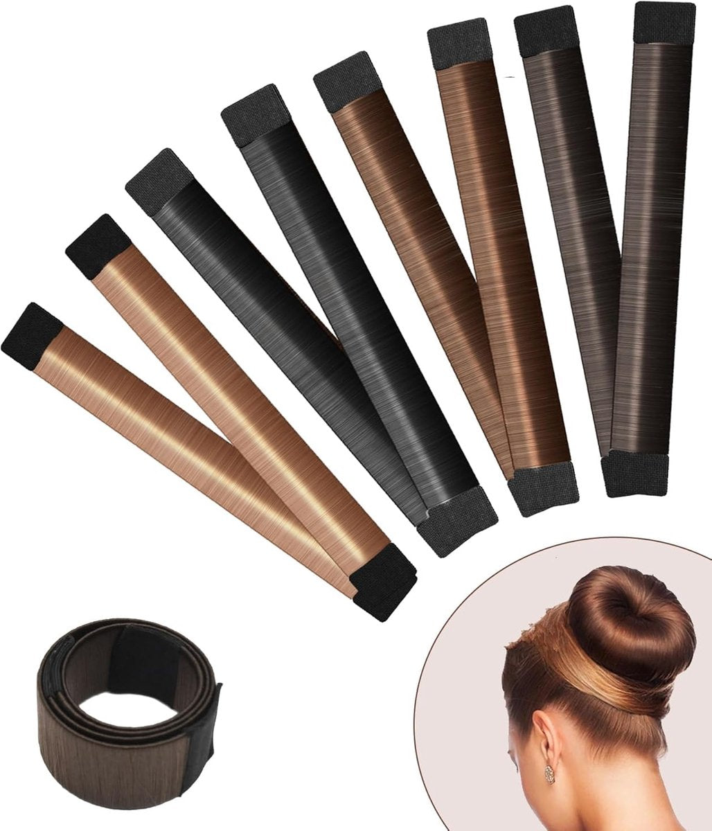 4-piece bun maker - Magic hairband - For children and women - DIY styler - Easily create a ballerina hairstyle - Create a perfect bun - Hairband - Bun - Bun maker for long hair - Four different colors