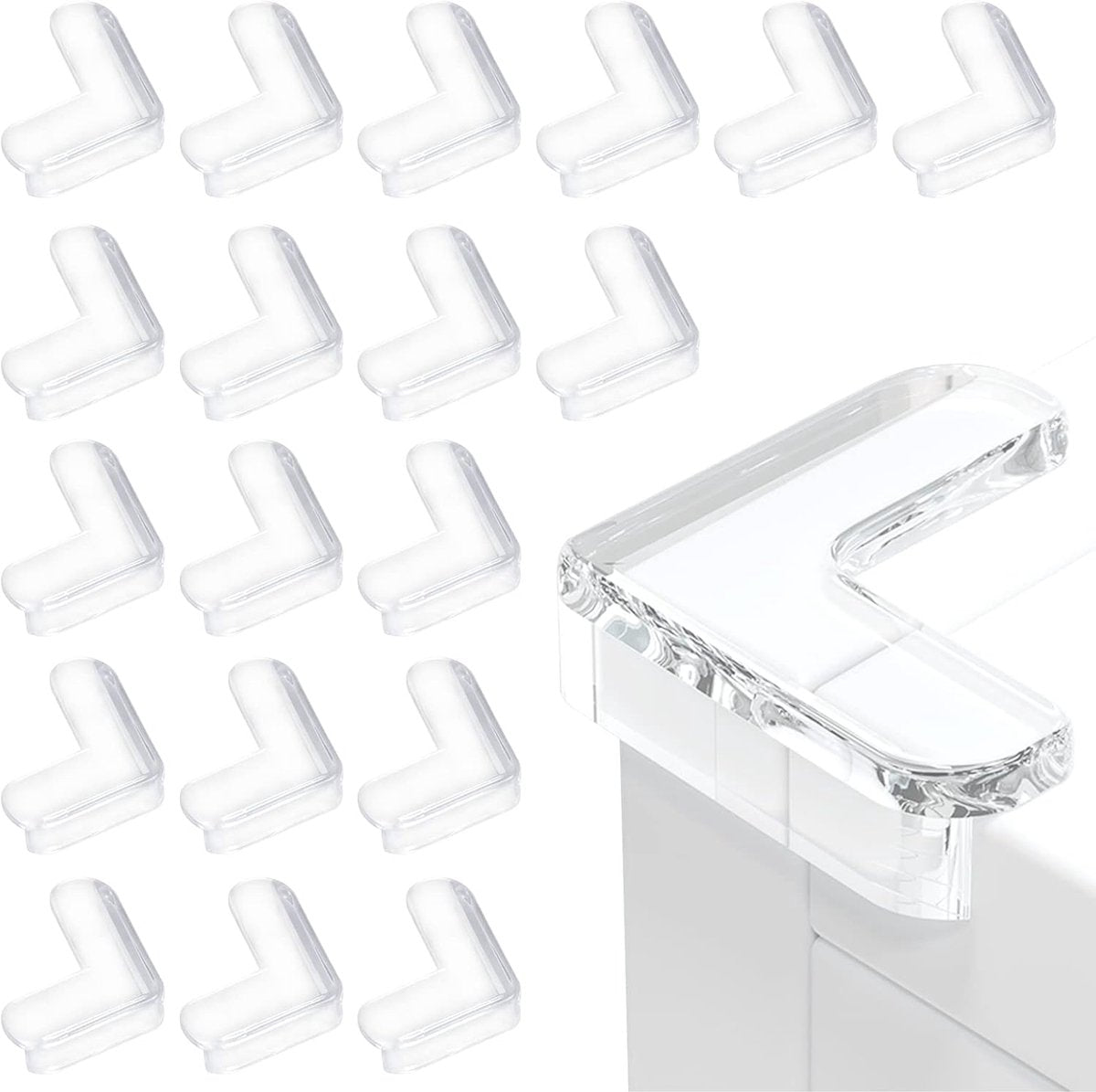 20 pieces - Baby Table Corner Protectors - Table Corner Protectors - Child-Safe Corner Protectors for Desk, Cradle, Fireplace, Table, Soft Corners & Edges - Baby Corner Protectors - Safe Right Corners - Transparent
