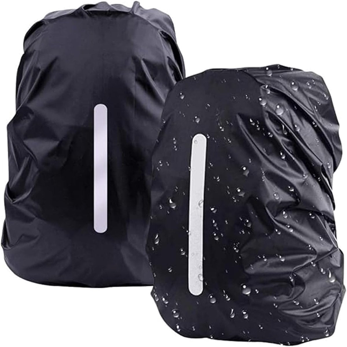 2 pieces - Backpack cover - Waterproof backpack cover - Waterproof rain cover for backpack - Waterproof rain cover - Reflective backpack cover - dust cover - for hiking, camping, traveling, cycling, outdoor activities - size M (40-50L) - 40*20*60 cm - bla