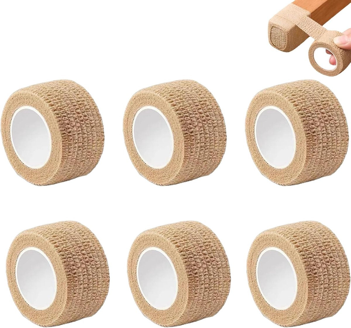6 Rolls Chair Leg Floor Protectors - Self-Adhesive Bandage Wraps - Chair Leg Protectors - Anti-Slip Chair Leg Protectors - Chair Leg Protective Tape - Chair Leg Protectors - for Hardwood Floors, Noise Reduction - 2.5cm × 2m