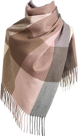 Women's Scarf - 180 × 70 cm - Women's Fashion Scarf - Winter Scarf - Women's Scarf with Scottish Pattern and Fringes - Soft & Warm - Long Warm Checked Winter Scarf - Autumn Scarf - Wrap - Pink