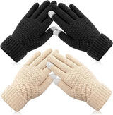 Winter Gloves - 2 Pairs Touchscreen Winter Gloves - Thermal Winter Gloves - Women's Winter Gloves - Mittens - Touch Tip Gloves for Cold Weather - Warm - Women's - One Size - Black and Beige