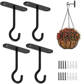 pieces - 10*7 cm - Ceiling hooks - metal hanging basket brackets - wall hooks - metal wall hooks - wall-mounted flower hangers - hanging plant hangers - with screws - for planters, bird feeders and lanterns - black