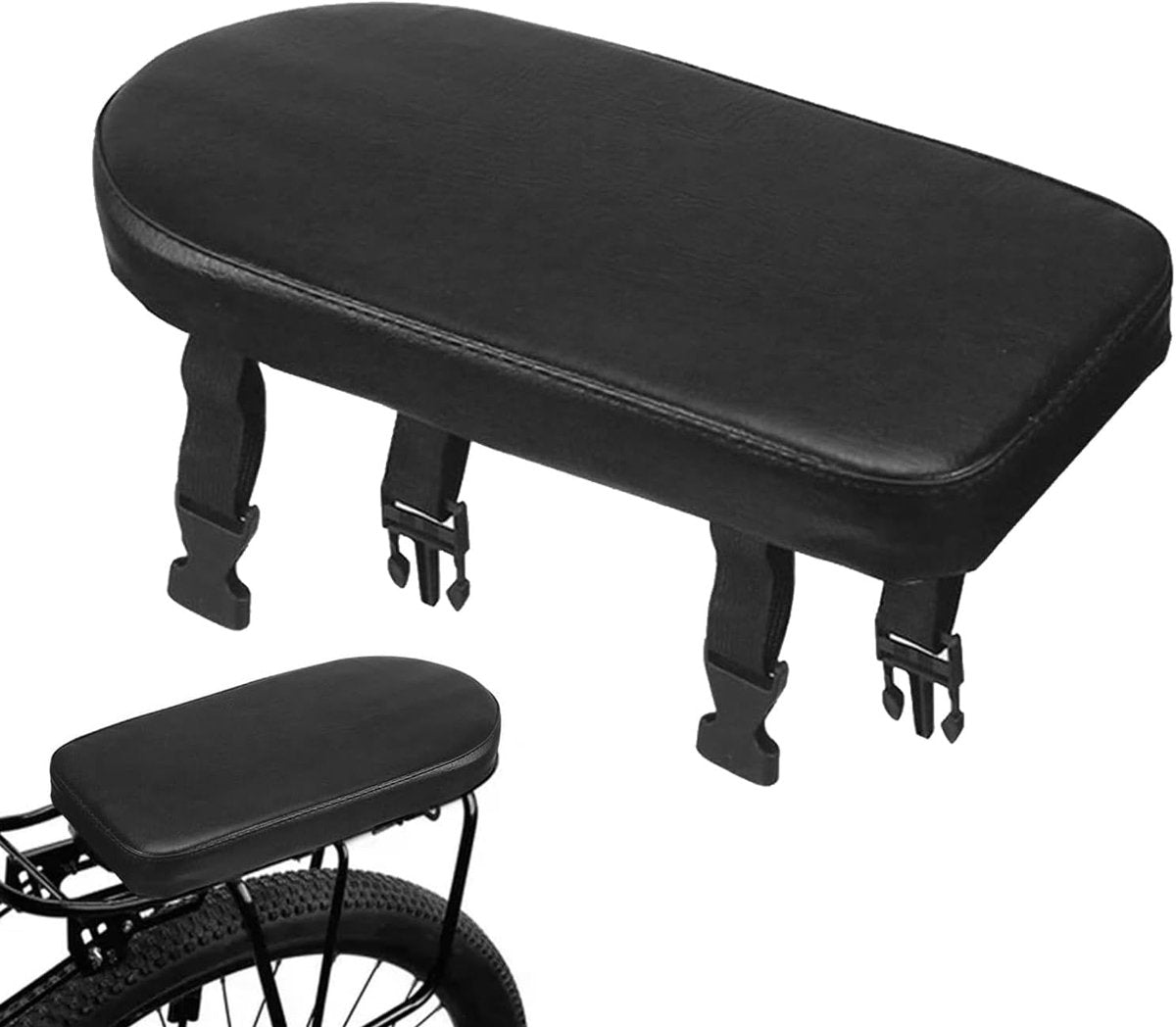 Bicycle Seat - Rear Bicycle Cushion - Luggage Carrier Cushion - Rear Seat Cushion for Bicycles - Replacement Seat Cushion - Bicycle Saddle Accessories - Bicycle Back Seats - Bicycle Accessories - for children and adults - 30*15 cm - black