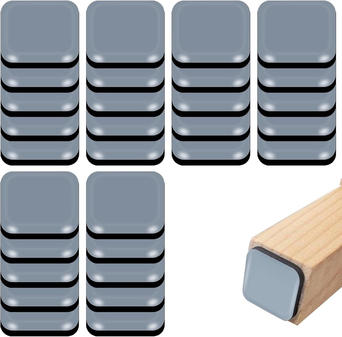 30 pieces - Furniture mats - Teflon furniture glides - Teflon furniture mats - Foot pads for table and chair - floor protectors - easy to move - for chairs, tables, sofas and beds - square - 20*20*6 mm