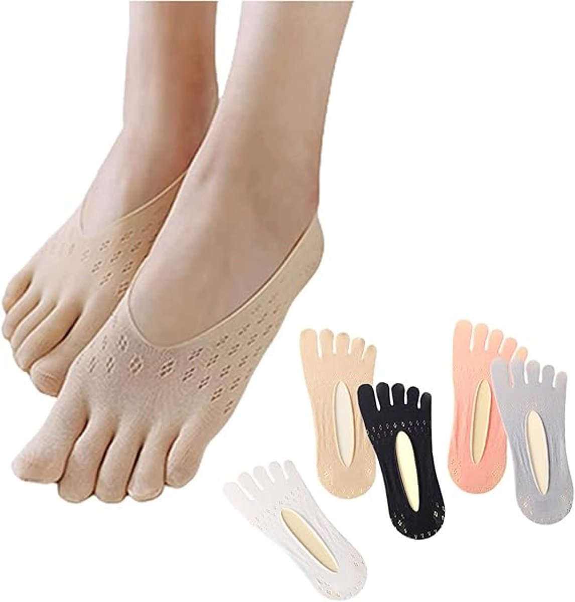 5 pairs - Toe socks - toe socks - No Show - Invisible socks - full toe yoga socks for women - yoga socks - Comfortable Socks - runner toe socks - No Show Low Cut Liner Socks - 5 colors