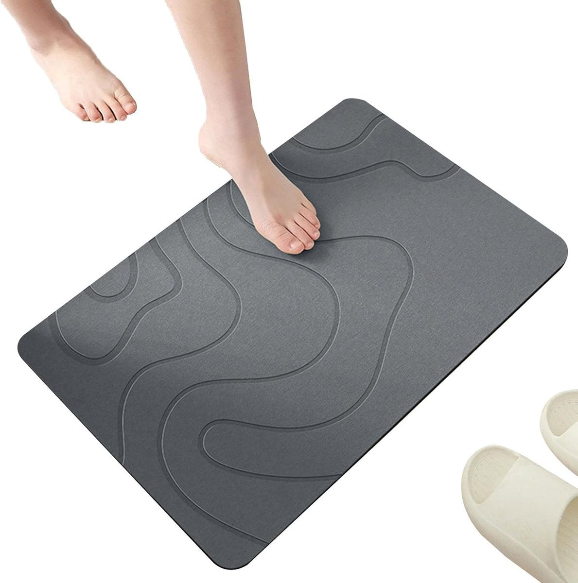 Absorbent Bath Mat - 40*60 cm - Diatomaceous Earth Bath Mat - Non-Slip Diatomite Mat - Non-Slip Shower Mat - Shower Mat - Bathroom Mat - Toilet Mat - non-slip bath mat - water-absorbent mat - entrance doormat - quick-drying bath mat - dark grey