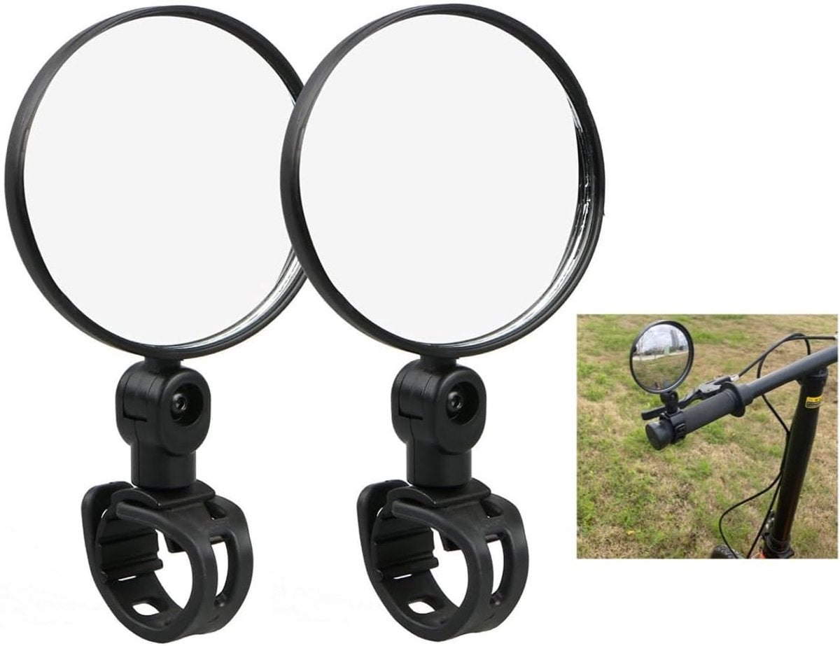pair - bicycle mirror - 8 cm - bicycle rearview mirror - rearview mirror - convex mirror - scooter rearview mirror - 360˚ rotatable bicycle mirrors - adjustable rearview mirror - universal rearview mirror for bicycles - black