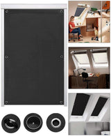 60*93 cm - Blackout curtain - Drill-free blackout curtain - portable blackout curtain - with 7 suction cups - blackout sun protection - thermally insulated - roller blind - for skylight, bedroom, garden, car - black