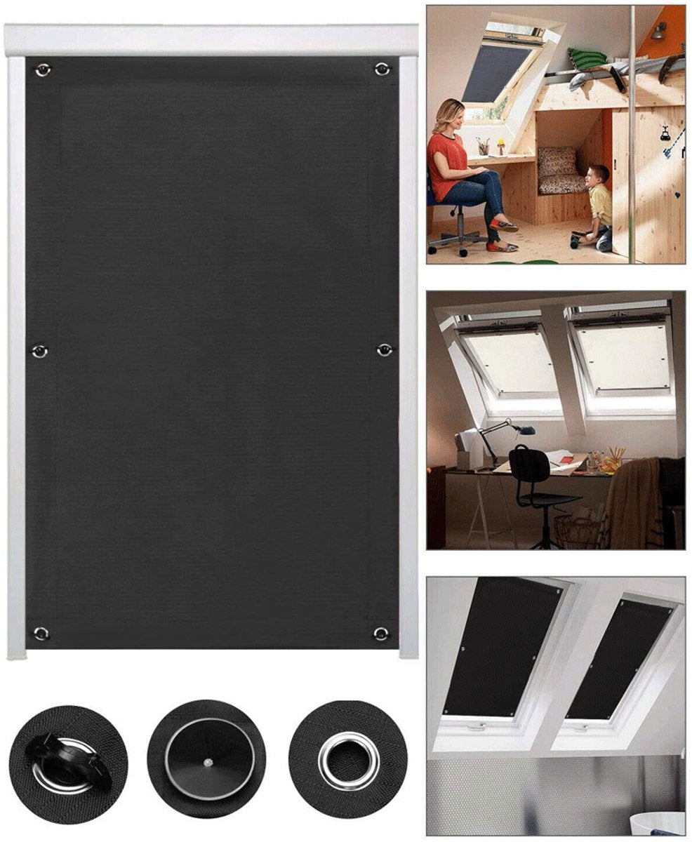 60*93 cm - Blackout curtain - Drill-free blackout curtain - portable blackout curtain - with 7 suction cups - blackout sun protection - thermally insulated - roller blind - for skylight, bedroom, garden, car - black