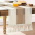 Table Runner - 30 x 183 cm - Bohemian Table Runner - Macrame Style Bicolor Stitching Table Runner - Small Dinner Tablecloth - Boho Neutral Table Runners - Farmhouse Woven Home Decor