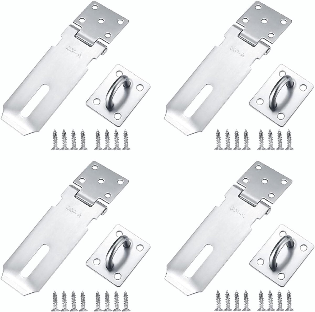 Padlock with screws - 4 Pieces - Hasp Padlock Holder - Padlock Lock - Exterior Door Lock - Padlock Door Handle - Door Lock with Screws - Door Padlocks for Doors, Cabinets