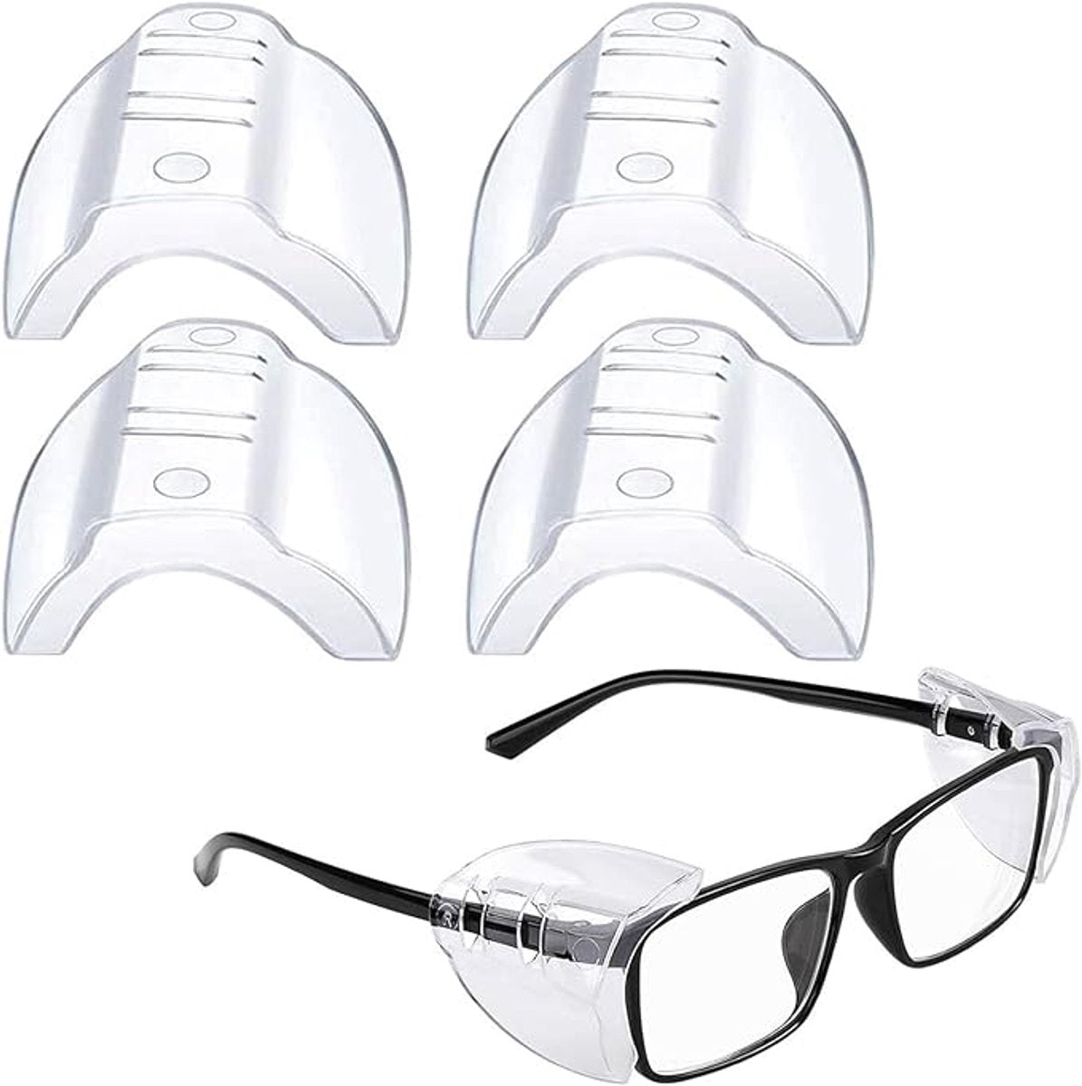 2 pairs - side protection for glasses - side shields - side shields for safety glasses - universal side shield safety glasses - eyewear accessories - for small and medium-sized glasses - eyewear protection for work, sports, leisure - transparent