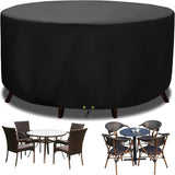 Round Cover - Waterproof - Large Round Garden Table Cover - Windproof - Anti-UV - Tough - Oxford 420D, Round Table Cover - for Garden Furniture - Black - Diameter 130 x 71 cm