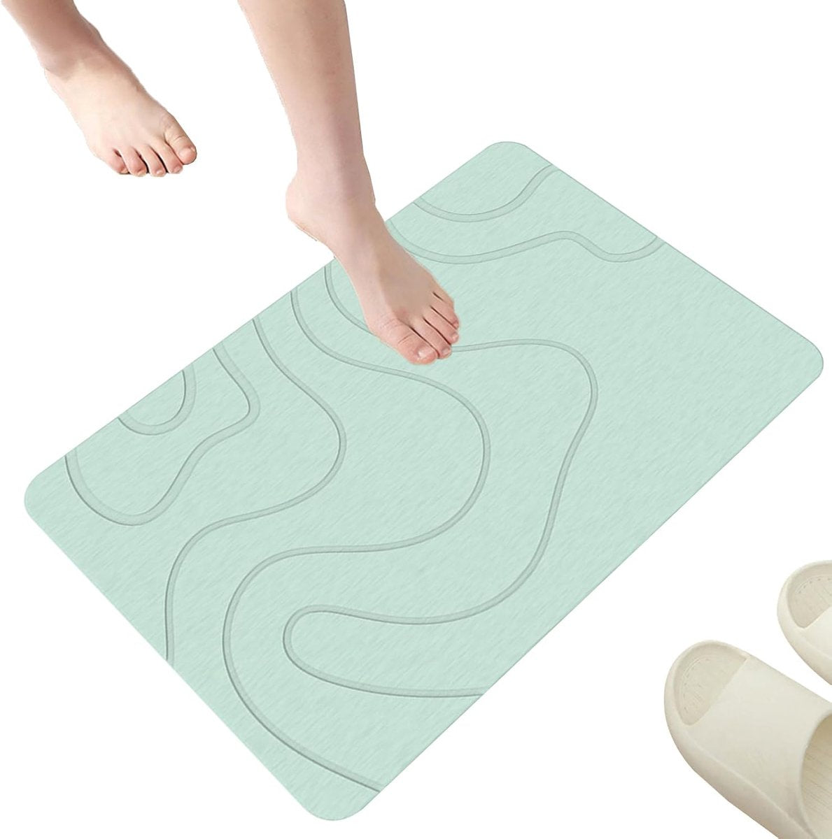 Absorbent Bath Mat - 40*60 cm - Diatomaceous Earth Bath Mat - Non-Slip Diatomite Mat - Non-Slip Shower Mat - Shower Mat - Bathroom Mat - Toilet Mat - non-slip bath mat - water-absorbent mat - entrance doormat - quick-drying bath mat - green