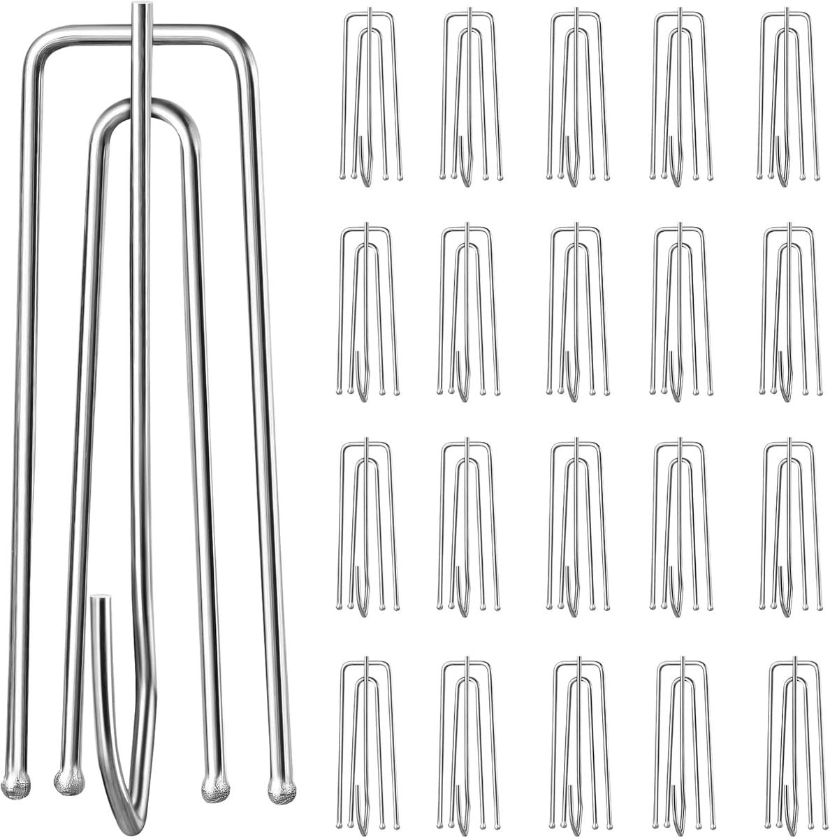40 pieces - Curtain hook - curtain hooks for curtains - curtain pins - curtain hooks for pleated curtains - stainless steel pleated curtain hooks - window decoration accessories - curtain accessories - silver - 2.5*7 cm