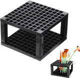 96-hole - Pen tray - Pen holder - Pencil holder - Brush holder - Plastic desk organizer stand - Makeup brush holder - Art supplies - Organizer - Modeling tools - for pencils, art brushes, pens, paintbrushes, office - black