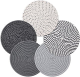 5 pieces - Coasters - 18 cm - Round Coasters - Heat-resistant coaster - Pot coasters - Vase mat - Table accessories - for hot dishes, pots and pans - for kitchen, furniture, countertops and table coasters - grey