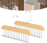 2 pieces - Clothes hanger - belt holders - scarf rack - bra holders - tie hangers for the closet - wooden bra hangers - with 8 hooks - 360° rotatable tank top hangers - closet accessory - for the closet - for belt, tie, tank top, bra, scarf - 28 cm