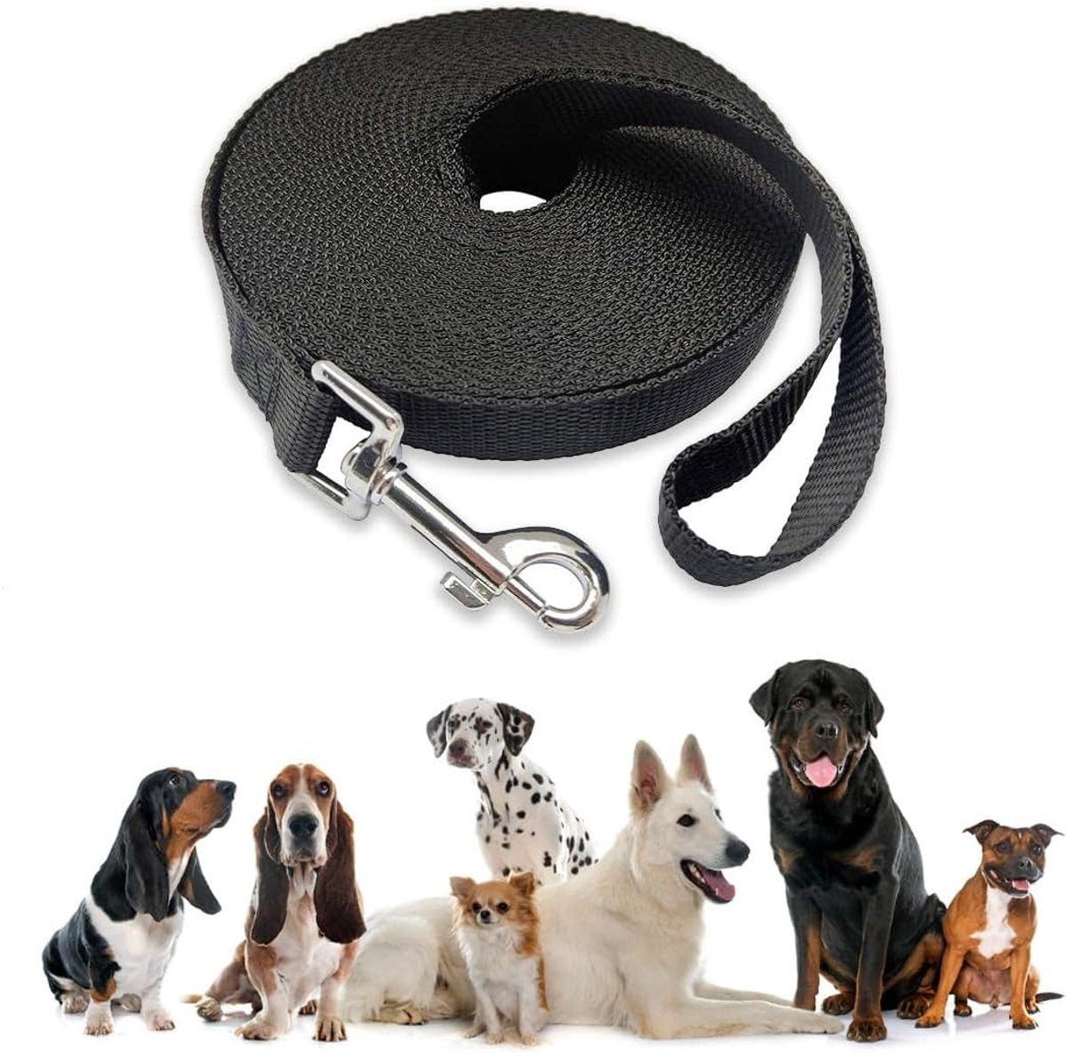 20m*2cm - Dog Leash - Dog Training Leash - Pet Leash - Waterproof - With wrist strap and 360° carabiner - long leash - leash - robust - Pet Supplies - for medium and large dogs - for obedience training - black